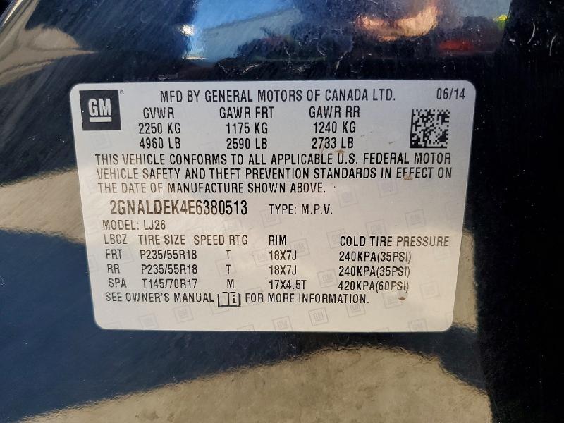 Photo 14 from auction – 2014 CHEVROLET EQUINOX LT with VIN 2GNALDEK4E6380513