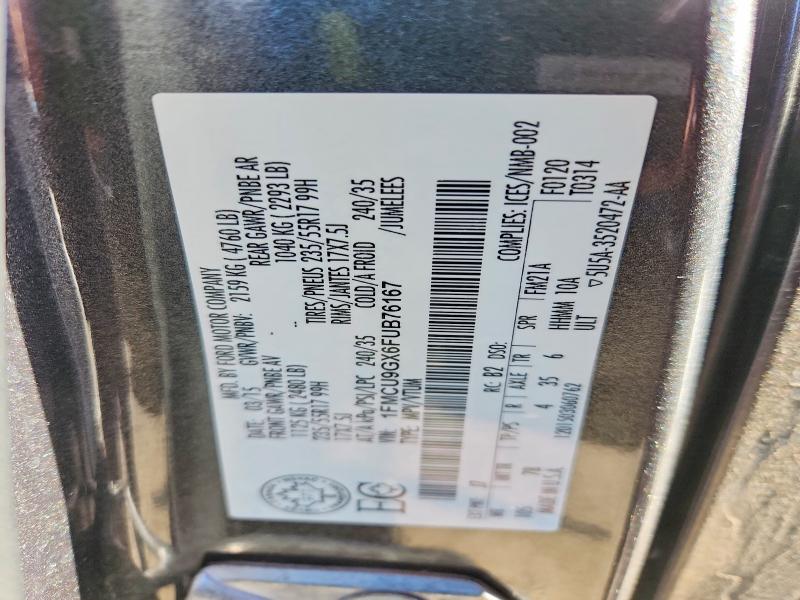 Photo 10 from auction – 2015 FORD ESCAPE with VIN 1FMCU9GX6FUB76167