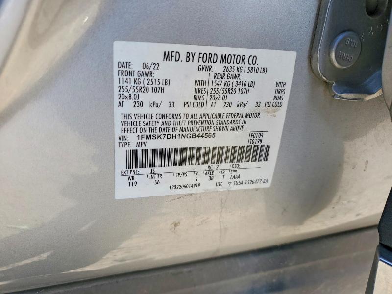 Photo 14 from auction – 2022 FORD EXPLORER X with VIN 1FMSK7DH1NGB44565