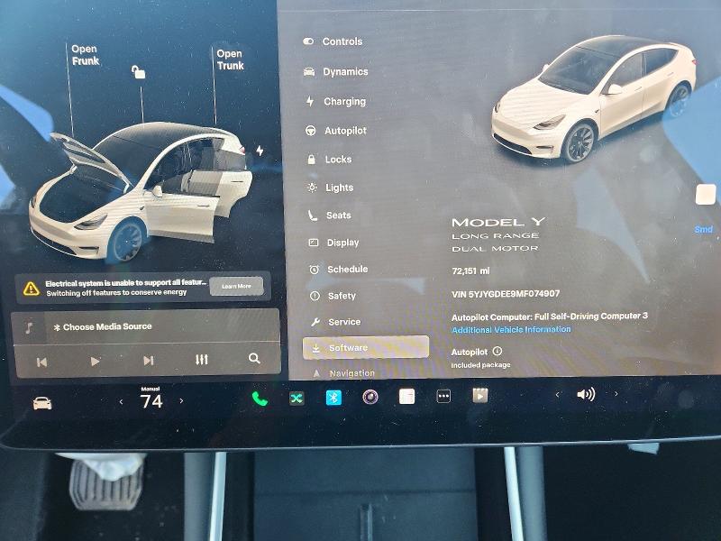 Photo 9 from auction – 2021 TESLA MODEL Y with VIN 5YJYGDEE9MF074907