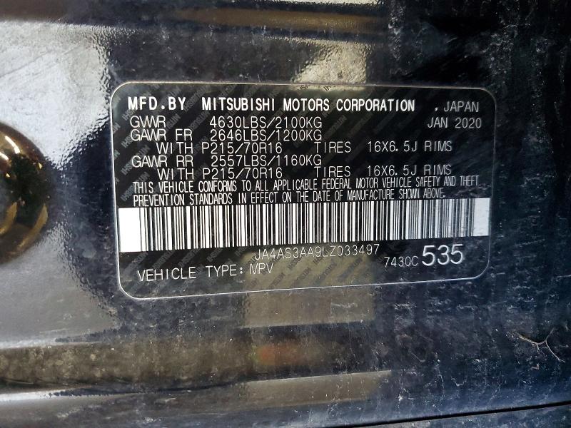 Photo 14 from auction – 2020 MITSUBISHI ECLIPSE CR with VIN JA4AS3AA9LZ033497