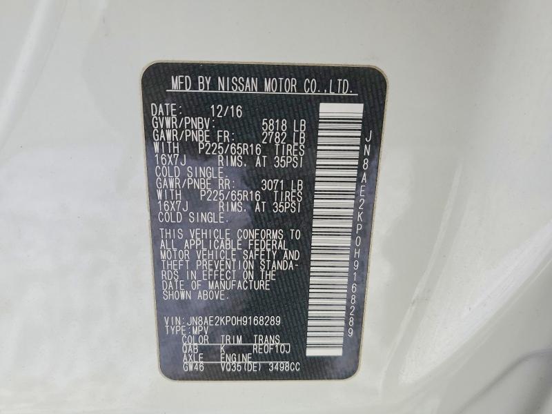 Photo 14 from auction – 2017 NISSAN QUEST S with VIN JN8AE2KP0H9168289