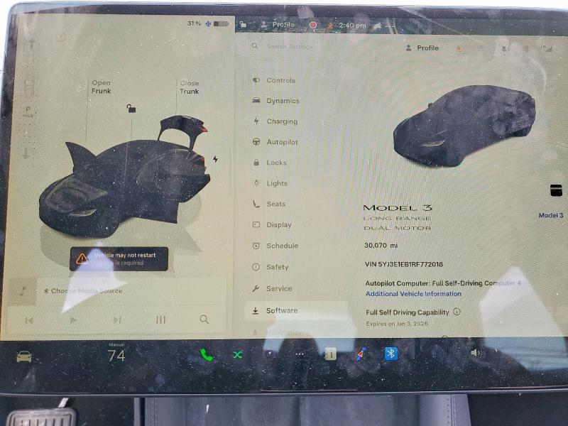 Photo 9 from auction – 2024 TESLA MODEL 3 with VIN 5YJ3E1EB1RF772018