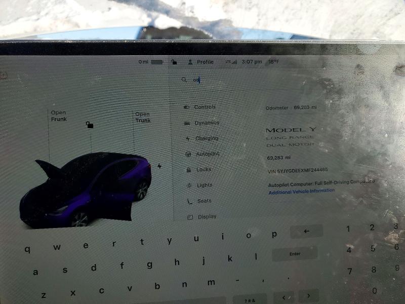 Photo 9 from auction – 2021 TESLA MODEL Y with VIN 5YJYGDEEXMF244465