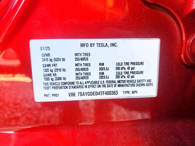 Photo 14 from auction – 2026 TESLA MODEL Y with VIN 7SAYGDED4TF400363