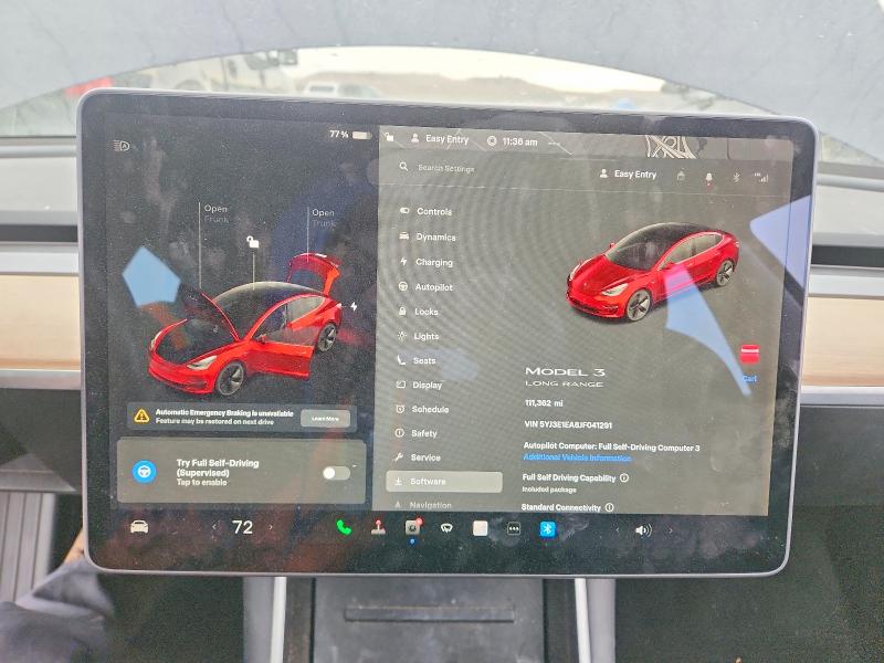 Photo 9 from auction – 2018 TESLA MODEL 3 with VIN 5YJ3E1EA8JF041291