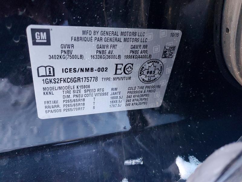 Photo 14 from auction – 2016 GMC YUKON XL K with VIN 1GKS2FKC6GR175778