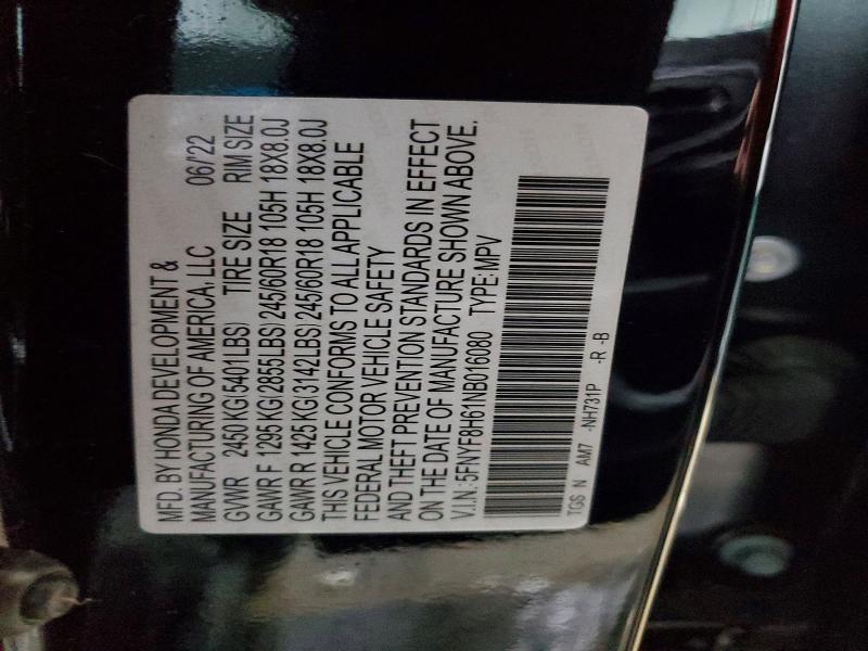 Photo 14 from auction – 2022 HONDA PASSPORT T with VIN 5FNYF8H61NB016080