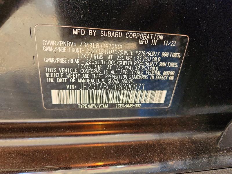 Photo 14 from auction – 2023 SUBARU CROSSTREK with VIN JF2GTABC2P8300073
