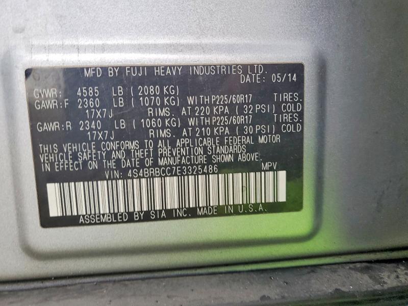 Снимка 14 от търг – 2014 SUBARU OUTBACK 2. с VIN 4S4BRBCC7E3325486