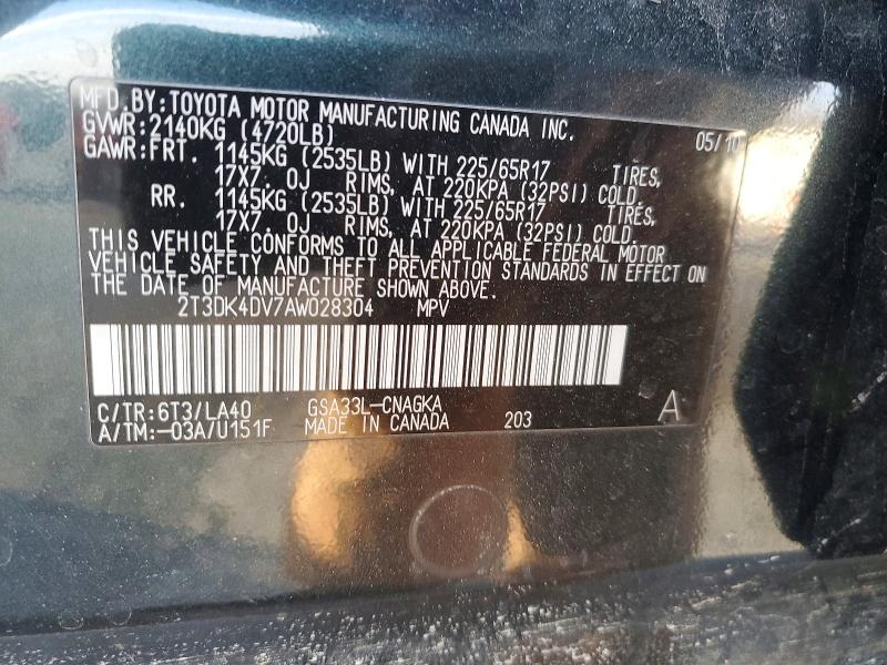 Photo 14 from auction – 2010 TOYOTA RAV4 LIMIT with VIN 2T3DK4DV7AW028304
