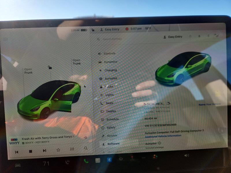 Photo 9 from auction – 2021 TESLA MODEL 3 with VIN 5YJ3E1EB0MF902489