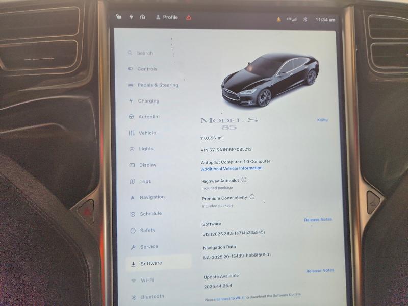 Photo 9 from auction – 2015 TESLA MODEL S 85 with VIN 5YJSA1H15FF085212