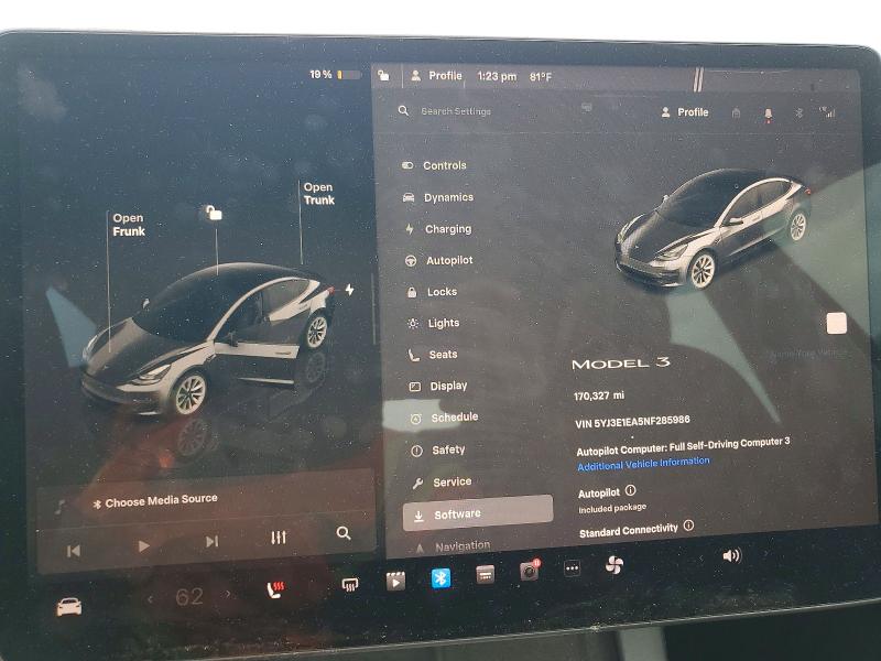 Photo 9 from auction – 2022 TESLA MODEL 3 with VIN 5YJ3E1EA5NF285986