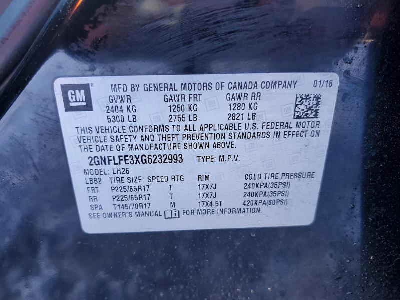 Photo 14 from auction – 2016 CHEVROLET EQUINOX LT with VIN 2GNFLFE3XG6232993