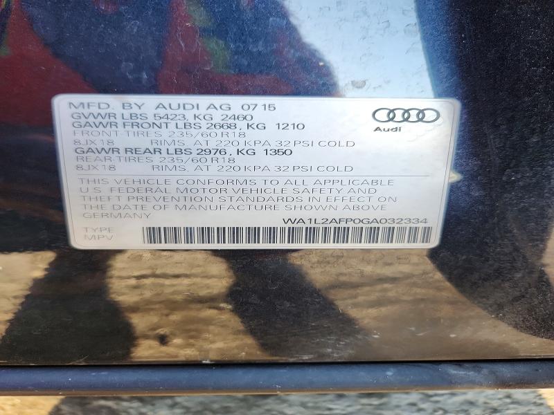 Photo 14 from auction – 2016 AUDI Q5 with VIN WA1L2AFP0GA032334