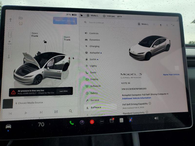 Photo 9 from auction – 2025 TESLA MODEL 3 with VIN 5YJ3E1EA7SF080293