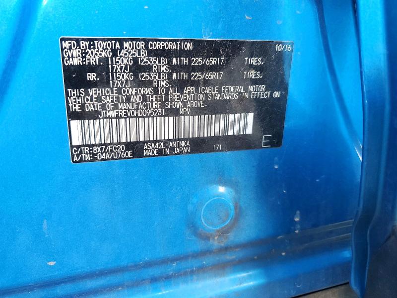 Photo 14 from auction – 2017 TOYOTA RAV4 XLE with VIN JTMWFREV0HD095231