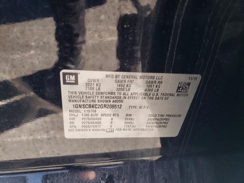 Photo 14 from auction – 2016 CHEVROLET TAHOE C150 with VIN 1GNSCBKC2GR208512