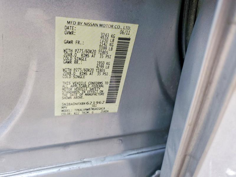Photo 14 from auction – 2011 NISSAN ARMADA PLA with VIN 5N1BA0NFXBN621962