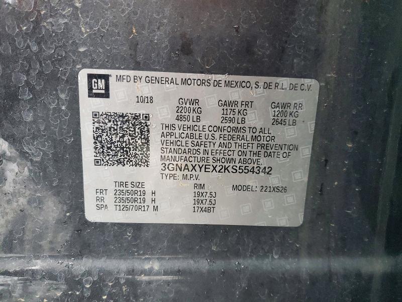 Photo 14 from auction – 2019 CHEVROLET EQUINOX PR with VIN 3GNAXYEX2KS554342