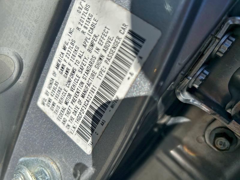 Photo 10 from auction – 2012 HONDA ACCORD LX with VIN 1HGCP2F3XCA027891