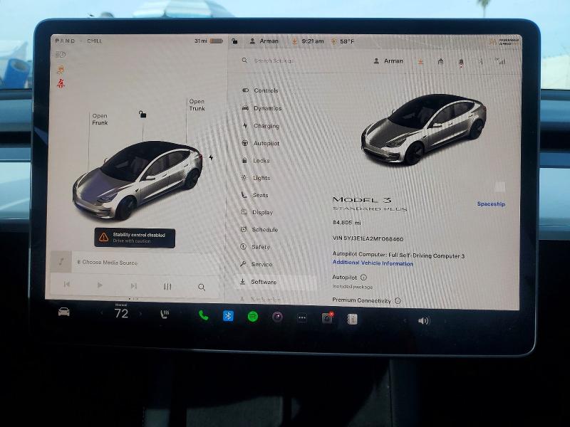 Photo 9 from auction – 2021 TESLA MODEL 3 with VIN 5YJ3E1EA2MF068460