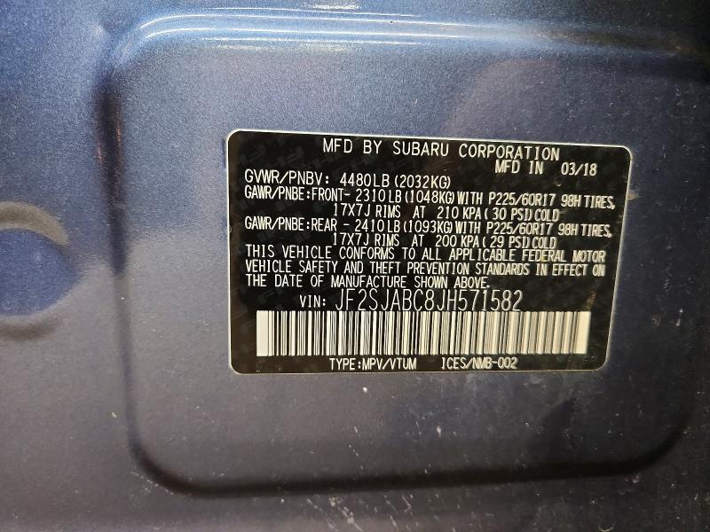 Photo 14 from auction – 2018 SUBARU FORESTER 2 with VIN JF2SJABC8JH571582