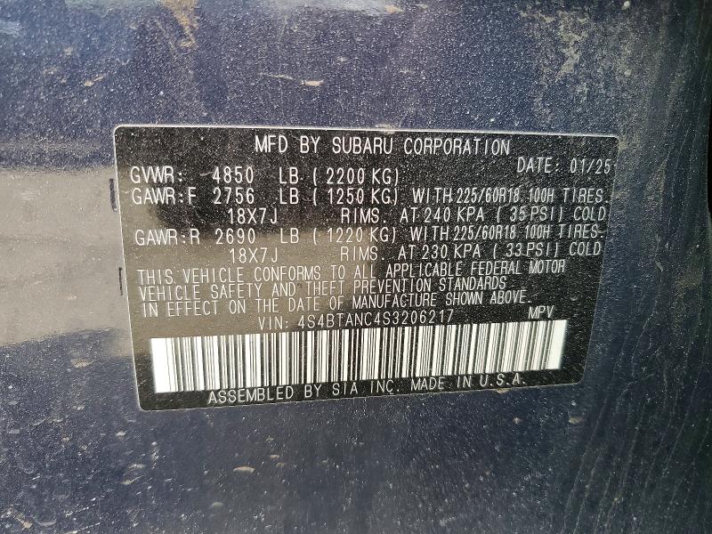 Photo 14 from auction – 2025 SUBARU OUTBACK LI with VIN 4S4BTANC4S3206217