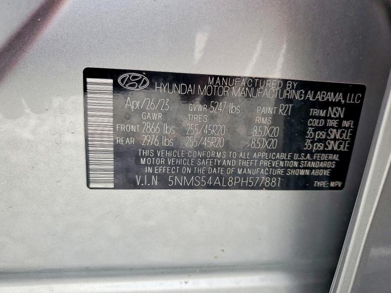 Photo 14 from auction – 2023 HYUNDAI SANTA FE with VIN 5NMS54AL8PH577881