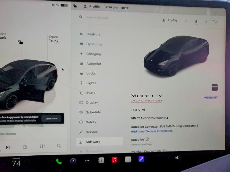 Photo 9 from auction – 2022 TESLA MODEL Y with VIN 7SAYGDEF1NF502904