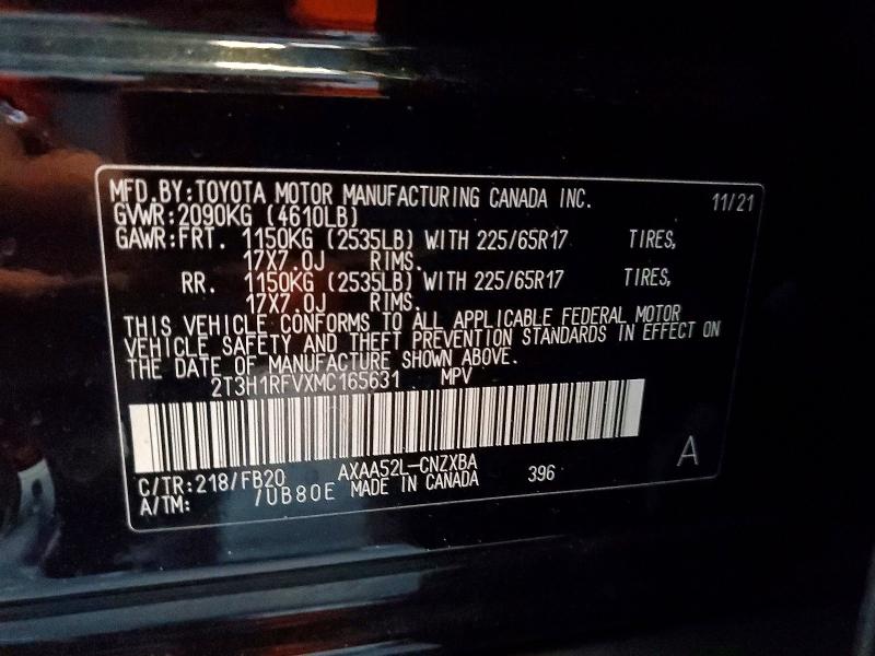 Photo 14 from auction – 2021 TOYOTA RAV4 with VIN 2T3H1RFVXMC165631