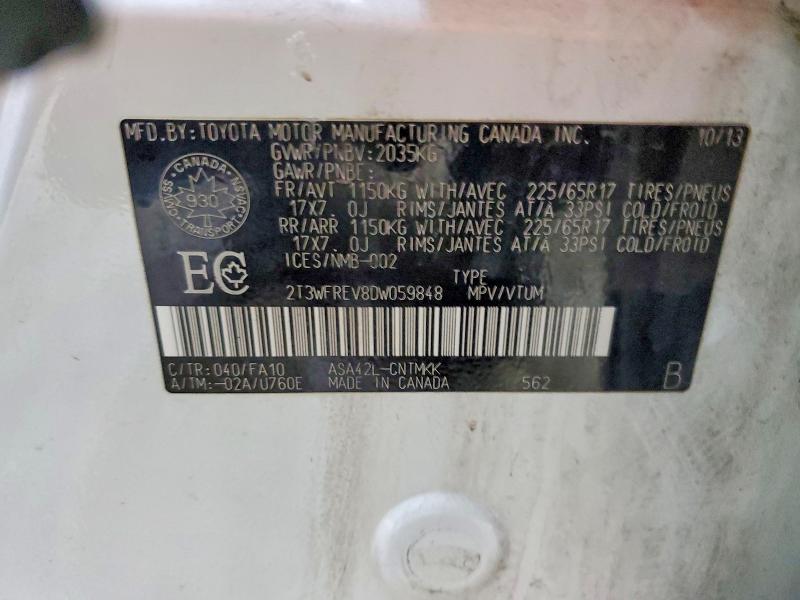 Photo 14 from auction – 2013 TOYOTA RAV4 with VIN 2T3WFREV8DW059848