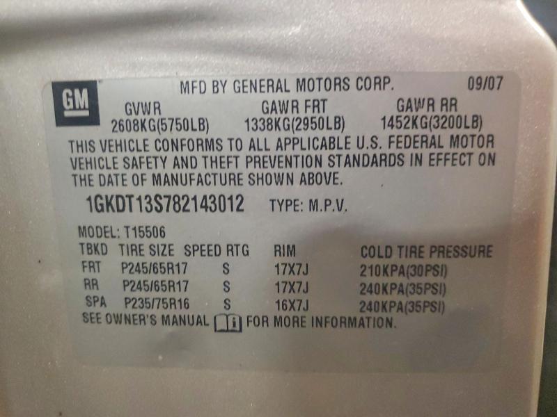 Photo 14 from auction – 2008 GMC ENVOY with VIN 1GKDT13S782143012