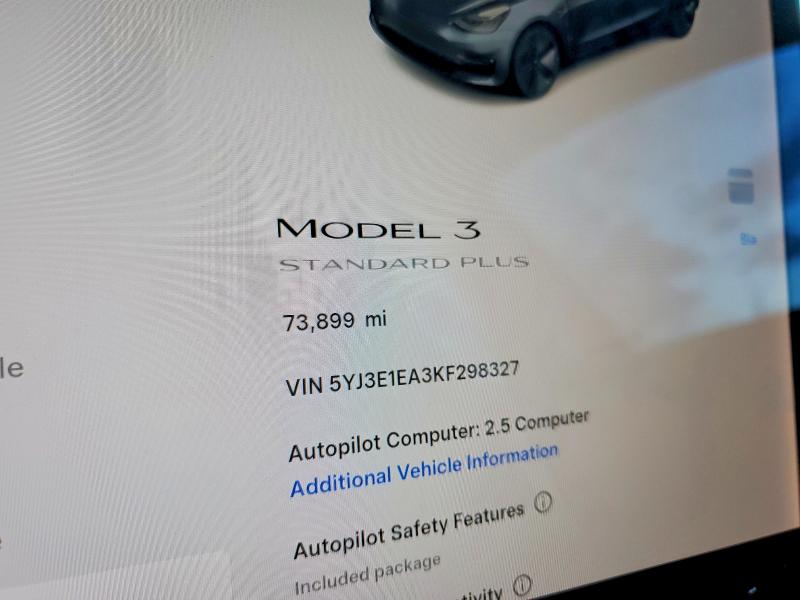 Photo 9 from auction – 2019 TESLA MODEL 3 with VIN 5YJ3E1EA3KF298327