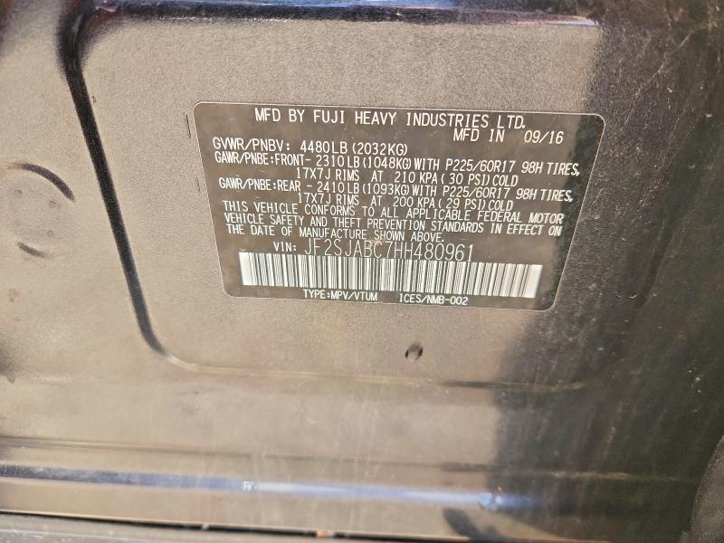Photo 14 from auction – 2017 SUBARU FORESTER with VIN JF2SJABC7HH480961