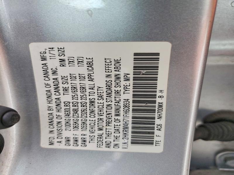 Photo 14 from auction – 2015 HONDA CR-V EXL with VIN 2HKRM4H71FH608934