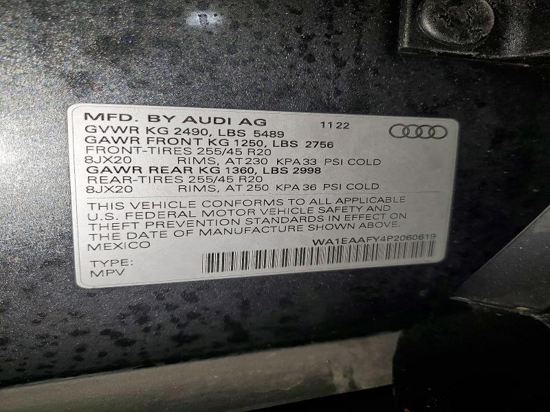 Photo 14 from auction – 2023 AUDI Q5 PREMIUM with VIN WA1EAAFY4P2060619