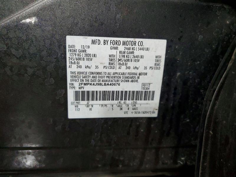 Photo 14 from auction – 2020 FORD EDGE SEL with VIN 2FMPK4J98LBA40676