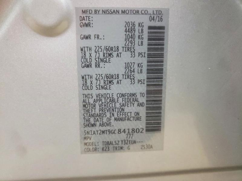 Photo 14 from auction – 2016 NISSAN ROGUE S with VIN 5N1AT2MT9GC841802