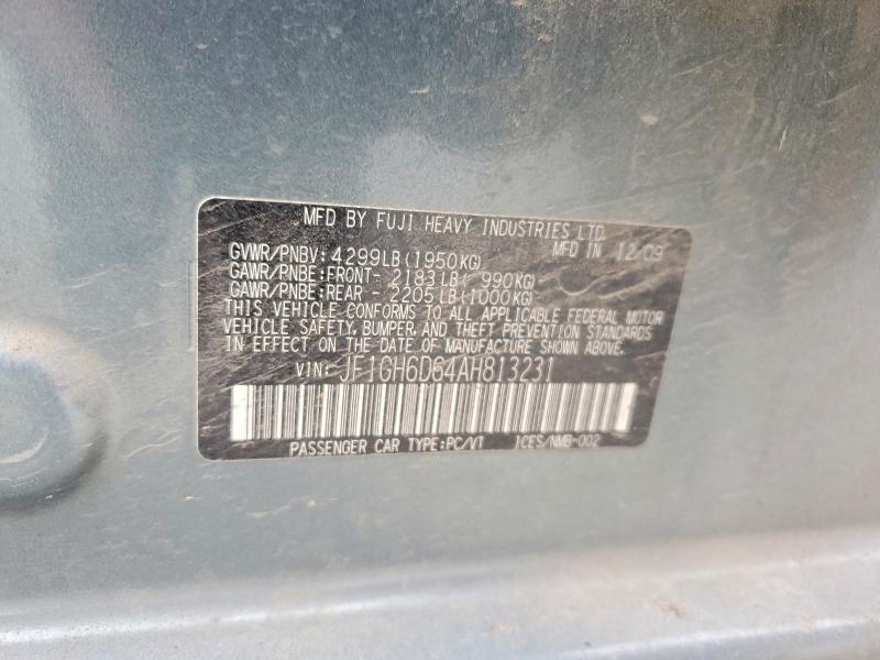Photo 14 from auction – 2010 SUBARU IMPREZA OU with VIN JF1GH6D64AH813231