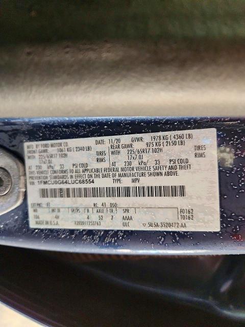 Photo 14 from auction – 2020 FORD ESCAPE SE with VIN 1FMCU0G64LUC68554