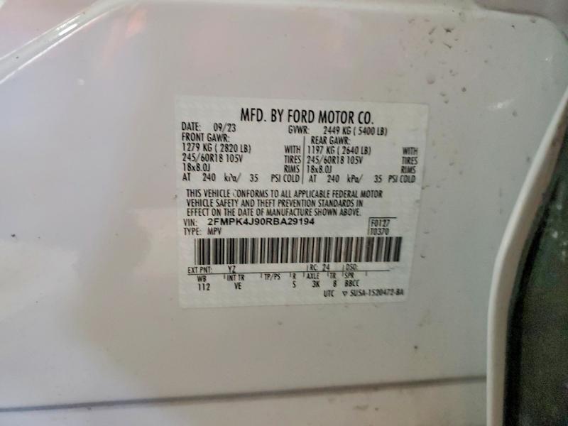 Photo 14 from auction – 2024 FORD EDGE SEL with VIN 2FMPK4J90RBA29194