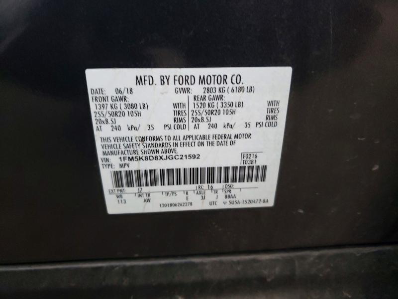 Photo 14 from auction – 2018 FORD EXPLORER with VIN 1FM5K8D8XJGC21592