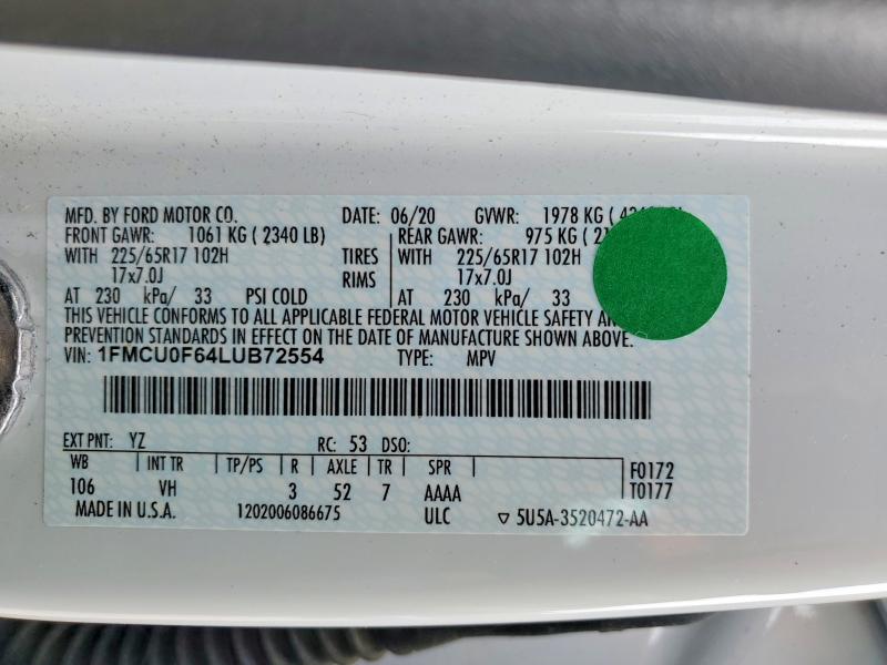 Photo 14 from auction – 2020 FORD ESCAPE S with VIN 1FMCU0F64LUB72554