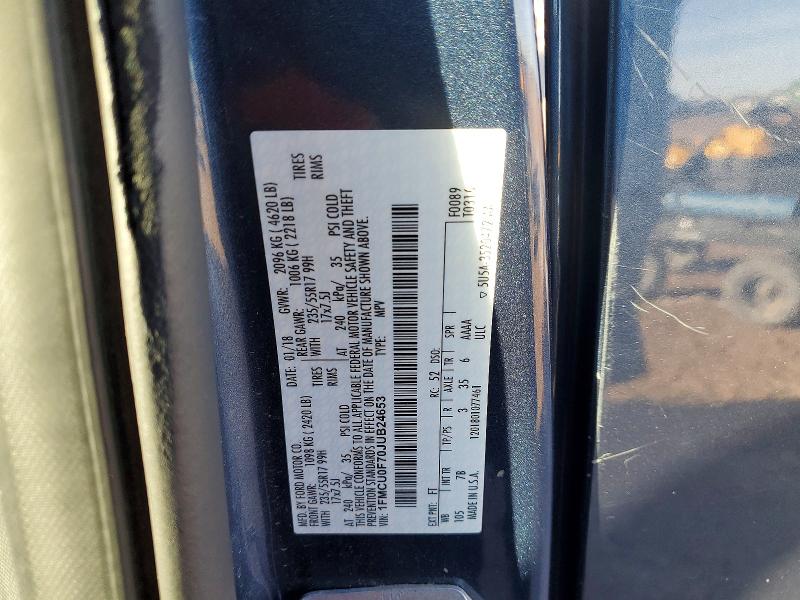 Photo 14 from auction – 2018 FORD ESCAPE with VIN 1FMCU0F70JUB24653