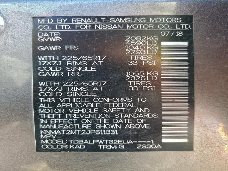 Photo 14 from auction – 2018 NISSAN ROGUE S with VIN KNMAT2MT2JP611331