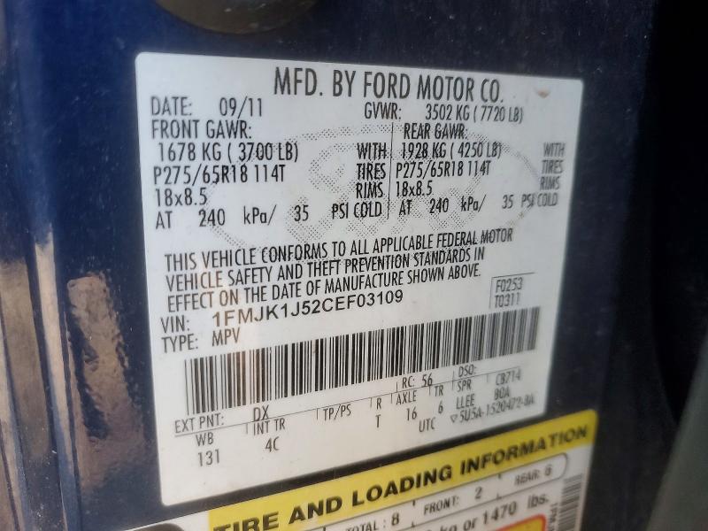 Photo 14 from auction – 2012 FORD EXPEDITION with VIN 1FMJK1J52CEF03109