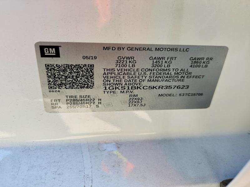 Photo 14 from auction – 2019 GMC YUKON with VIN 1GKS1BKC5KR357623