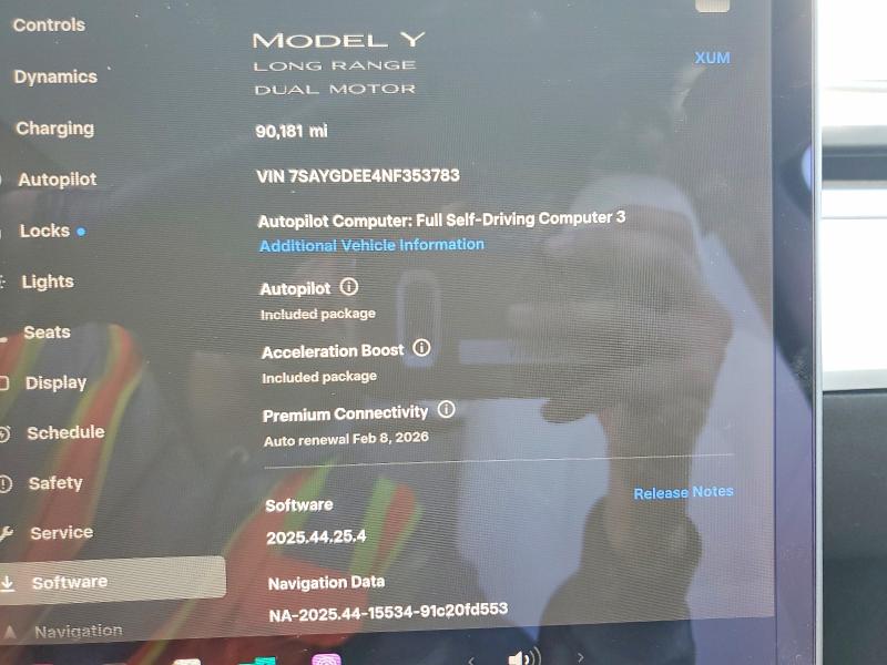 Photo 9 from auction – 2022 TESLA MODEL Y with VIN 7SAYGDEE4NF353783